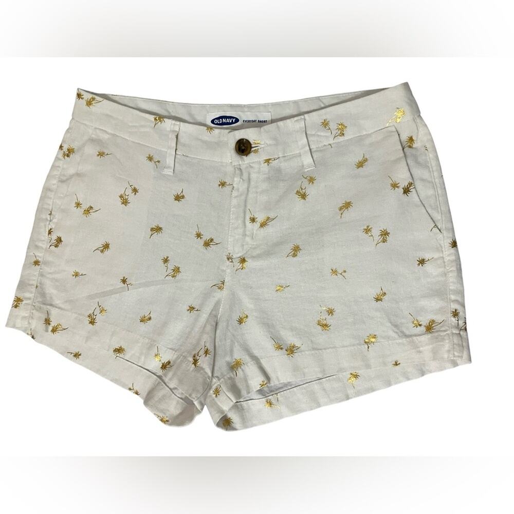 Old Navy Women's Beige Shorts with Gold Palm Tree Accents size 4